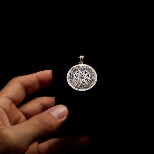 Handmade Pendant "Cosmos" Filigree Silver Jewelry from Cyprus