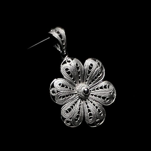 Handmade Pendant "Petunia" Filigree Silver Jewelry from Cyprus