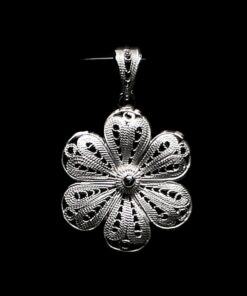 Handmade Pendant "Petunia" Filigree Silver Jewelry from Cyprus