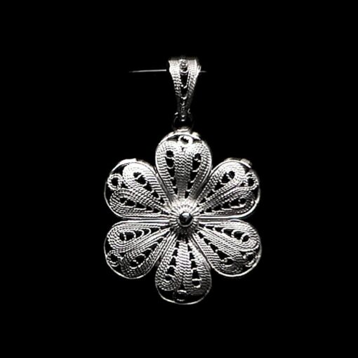 Handmade Pendant "Petunia" Filigree Silver Jewelry from Cyprus
