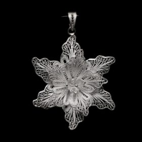 Handmade Pendant "Aechmea" Filigree Silver Jewelry from Cyprus