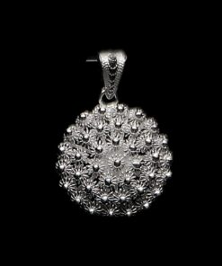 Handmade Pendant "Dahlia " Small Filigree Silver Jewelry from Cyprus