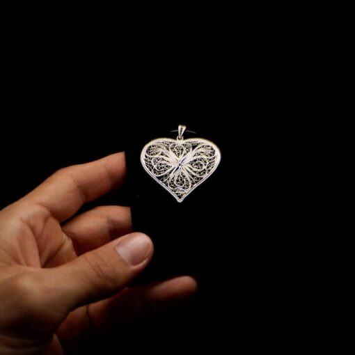 Handmade Pendant "Heart" Filigree Silver Jewelry from Cyprus
