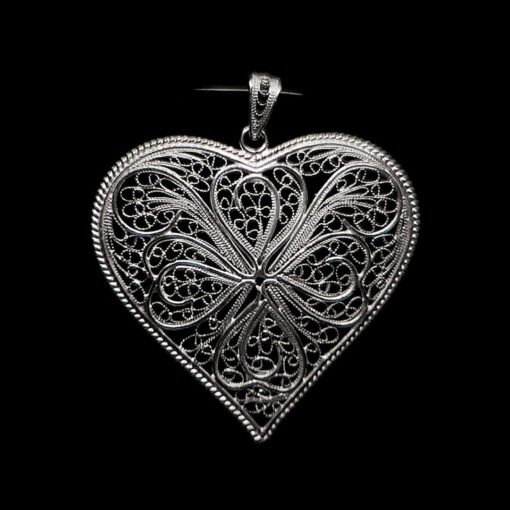 Handmade Pendant "Heart" Filigree Silver Jewelry from Cyprus