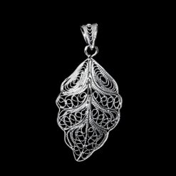 Handmade Pendant "Riverleaf" Filigree Silver Jewelry from Cyprus