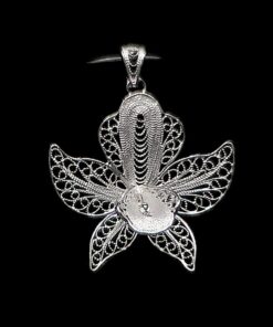 Handmade Pendant "Orchid" Filigree Silver Jewelry from Cyprus