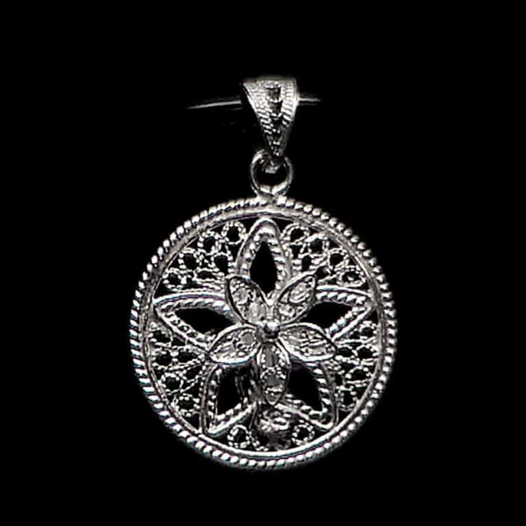 Handmade Pendant "Shiny Star" Filigree Silver Jewelry from Cyprus