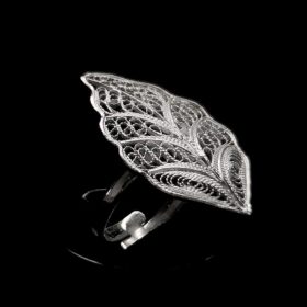 Handmade Ring "Riverleaf" Filigree Silver Jewelry from Cyprus