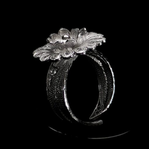 Handmade Ring "Hellebore" Filigree Silver Jewelry from Cyprus
