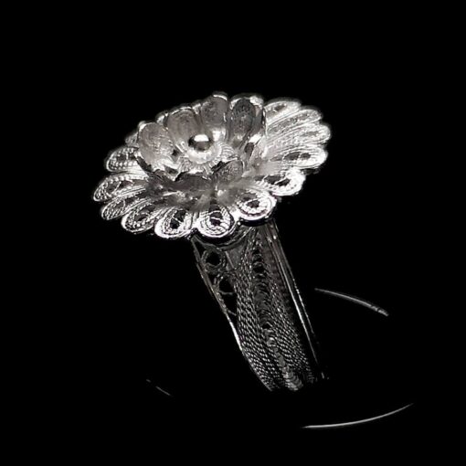 Handmade Ring "Hellebore" Filigree Silver Jewelry from Cyprus