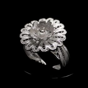 Handmade Ring "Hellebore" Filigree Silver Jewelry from Cyprus