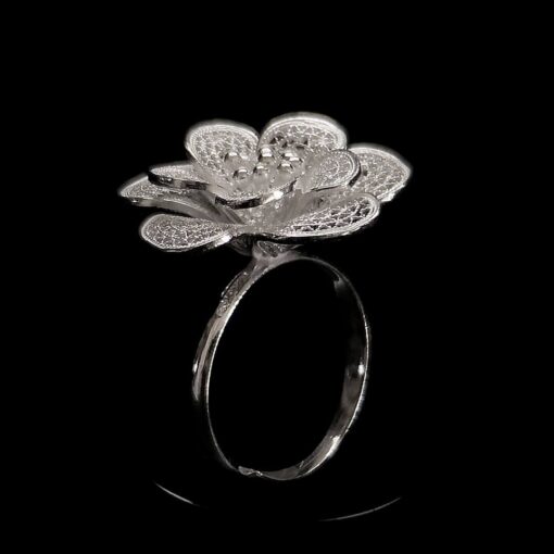 Handmade Ring "Petals" Filigree Silver Jewelry from Cyprus