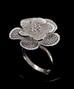 Handmade Ring "Petals" Filigree Silver Jewelry from Cyprus