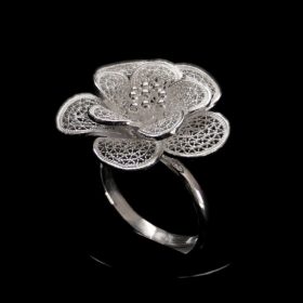 Handmade Ring "Petals" Filigree Silver Jewelry from Cyprus