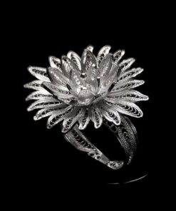 Handmade Ring "Cactus Flower" Filigree Silver Jewelry from Cyprus