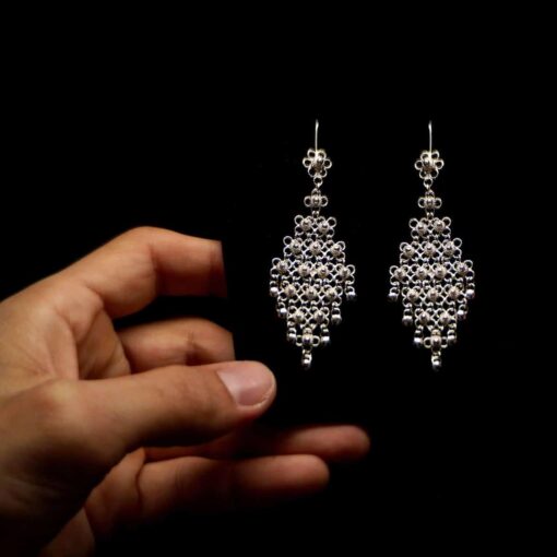 Handmade Set "Diamond" Filigree Silver Jewelry from Cyprus