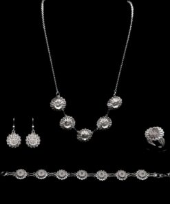 Handmade Set "Hellebore" Filigree Silver Jewelry from Cyprus