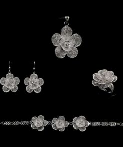 Handmade Set "Lily" Filigree Silver Jewelry from Cyprus