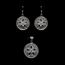 Handmade Set "Shiny Star" Filigree Silver Jewelry from Cyprus