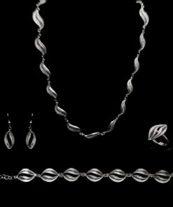 Handmade Set "Wave" Filigree Silver Jewelry from Cyprus