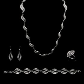 Handmade Set "Wave" Filigree Silver Jewelry from Cyprus