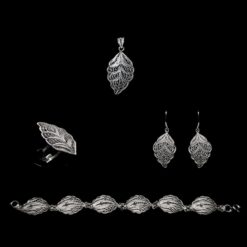 Handmade Set "Riverleaf" Filigree Silver Jewelry from Cyprus