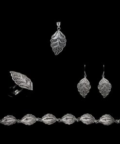 Handmade Set "Riverleaf" Filigree Silver Jewelry from Cyprus