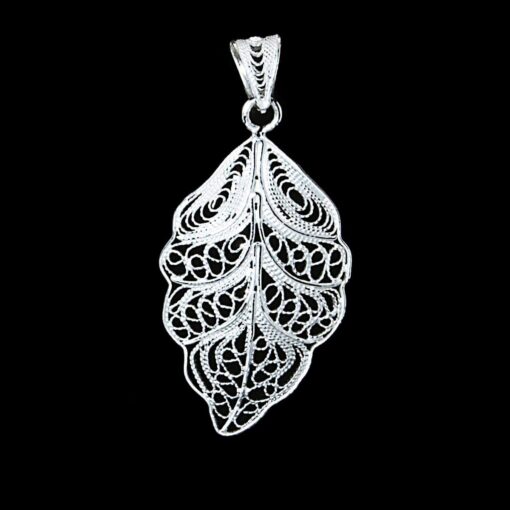 Handmade Pendant "Riverleaf" Filigree Silver Jewelry from Cyprus