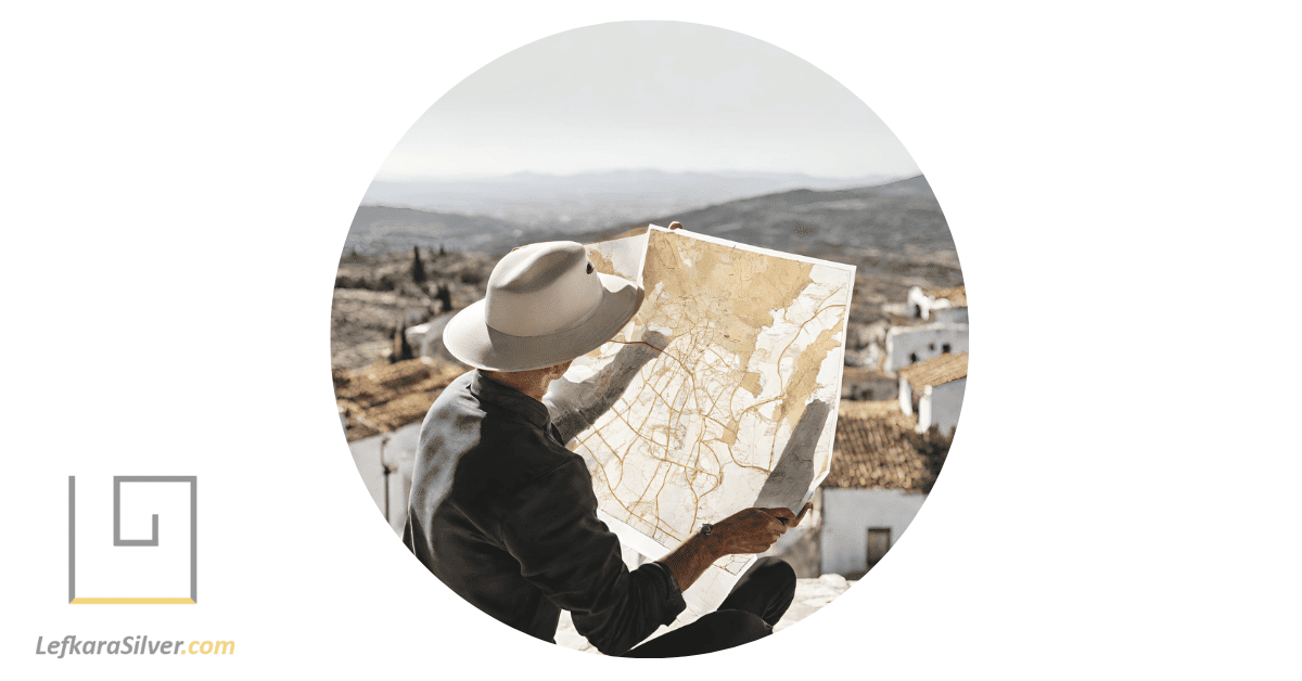 a person exploring the top destinations in Lefkara, Cyprus, with a map in their hand.