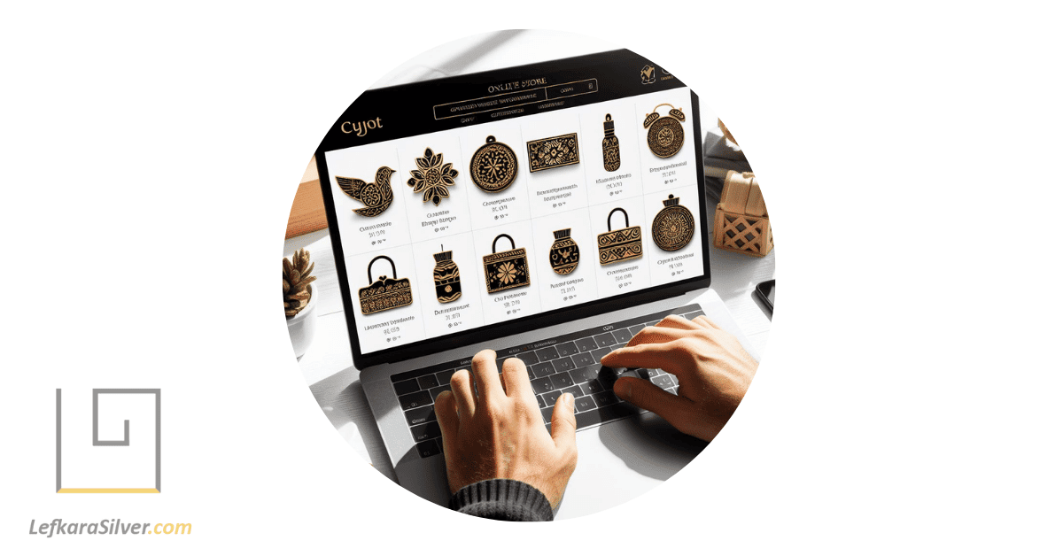 a person browsing an online store filled with top Cypriot handmade products.