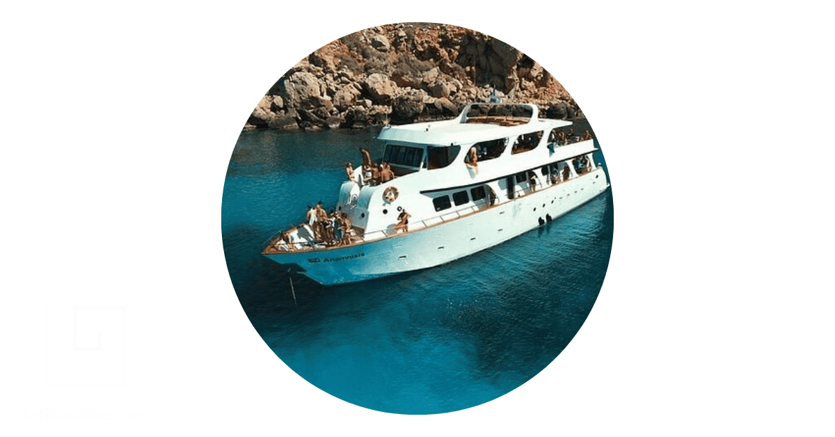 A cruise ship on a river depicting a tour one can take in Protaras