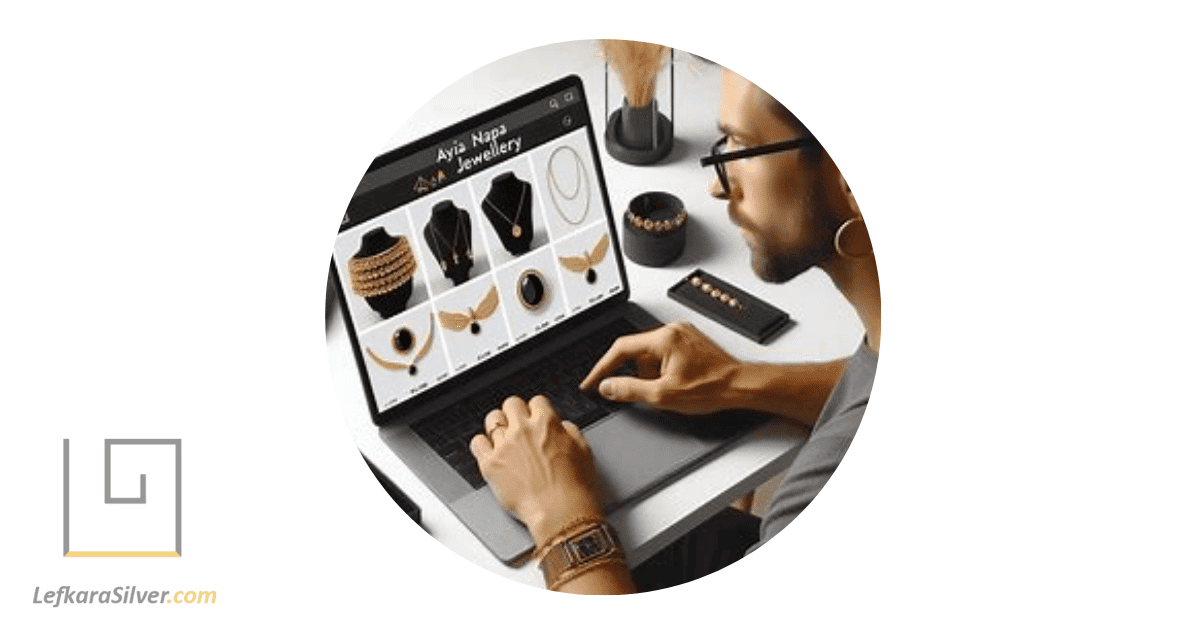 a man browsing Ayia Napa jewellery in an online store.