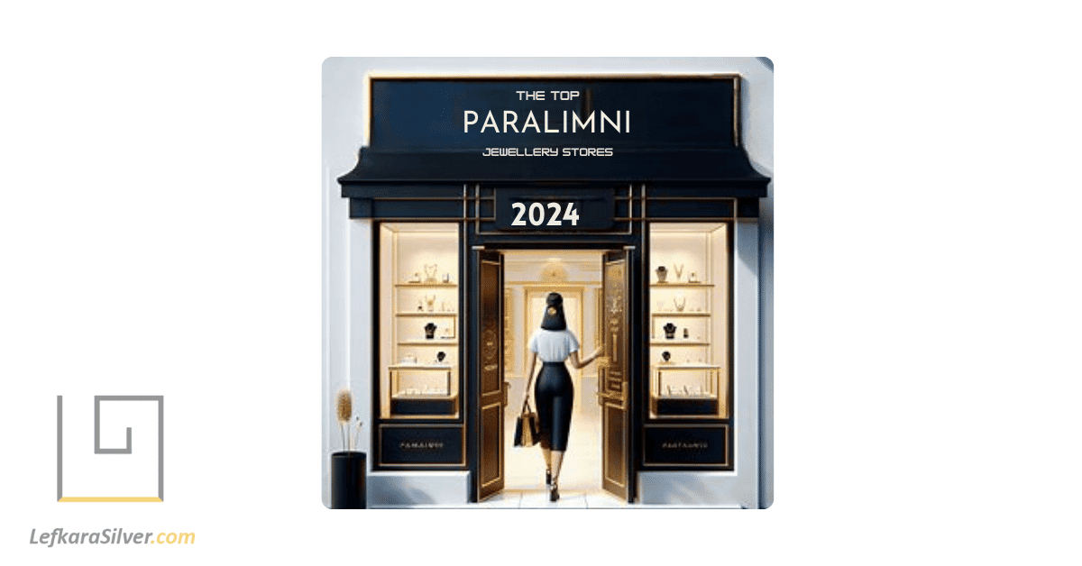 a person entering one of the top Paralimni jewellery stores, with a sign indicating the year 2024.