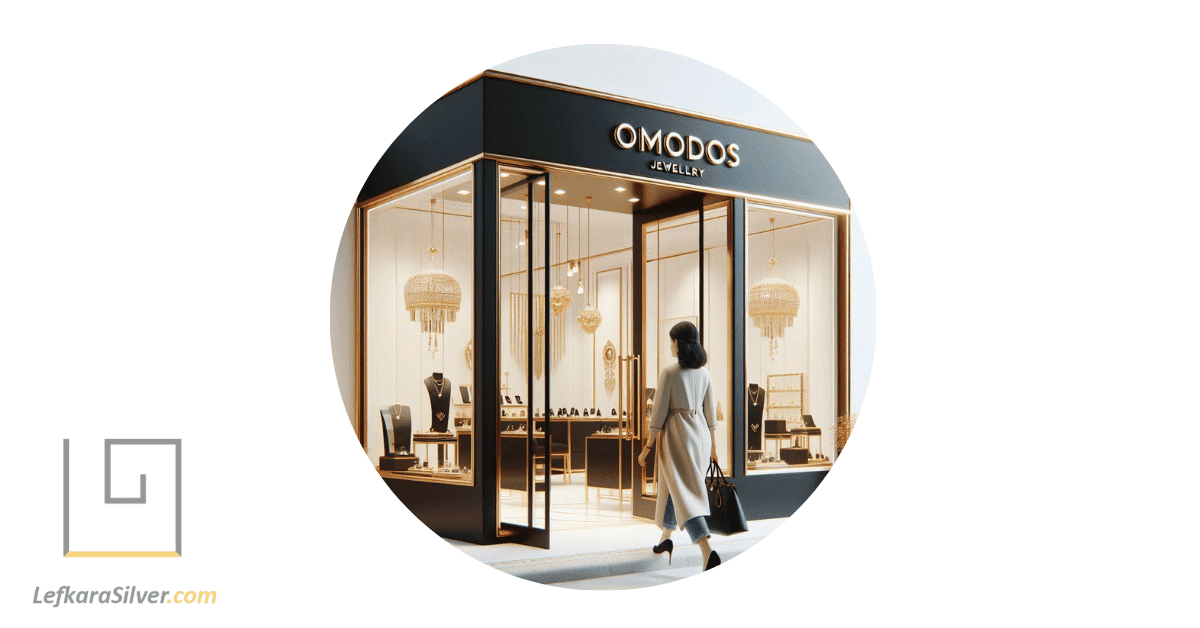 a person entering one of the best Omodos jewellery stores.