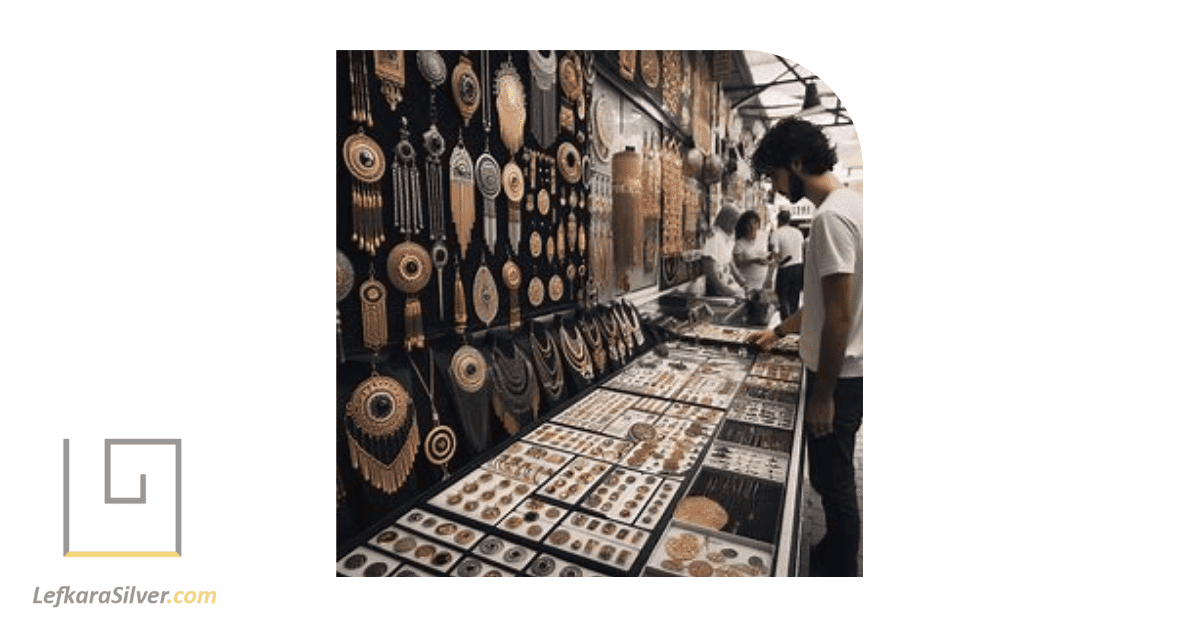 a person shopping for jewellery in a bustling market in Limassol, Cyprus.