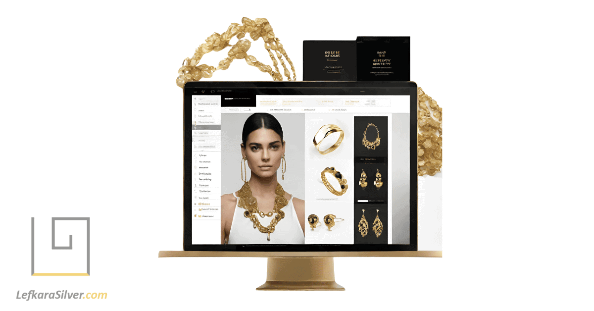 a person following expert tips on a computer screen while purchasing Greek jewellery online