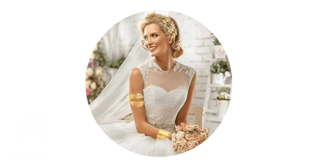 a woman in a wedding dress wearing Greece jewellery for weddings