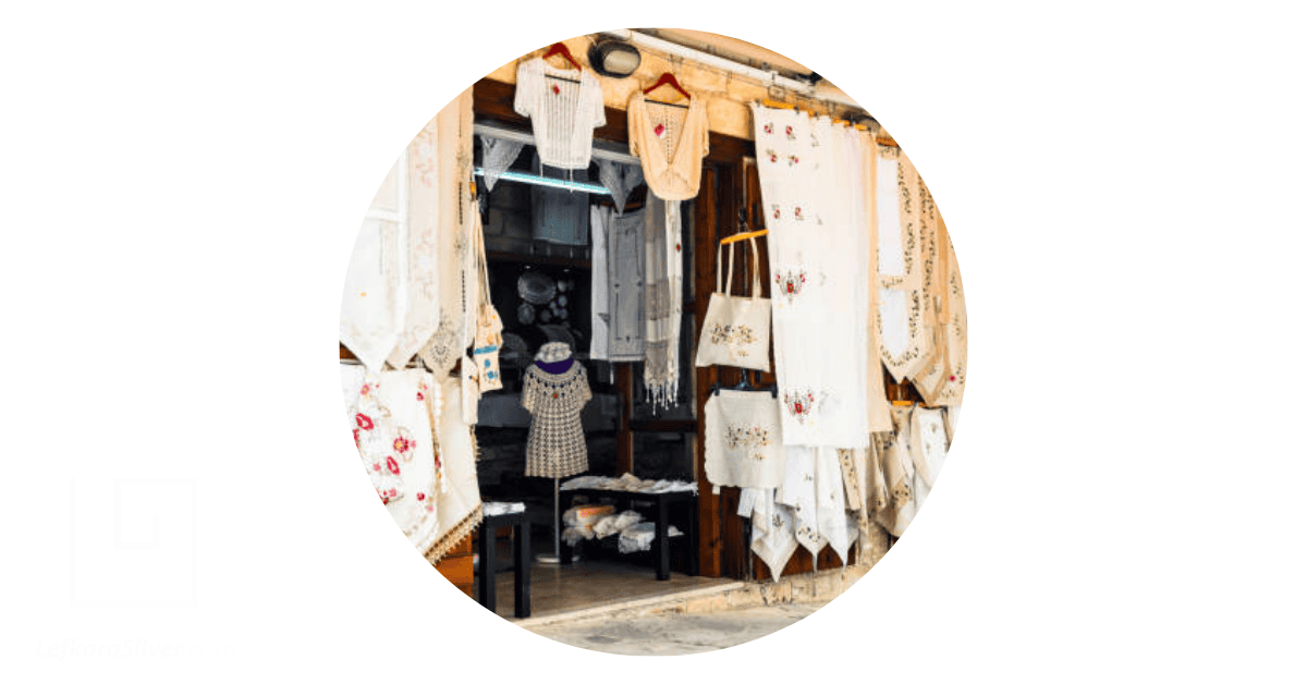 entrance to a shop selling Cyprus lace goods