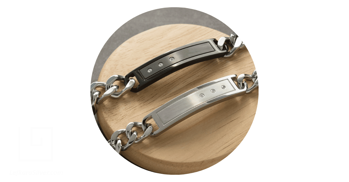 316L Stainless Steel bracelet placed beside a 925 Sterling Silver bracelet