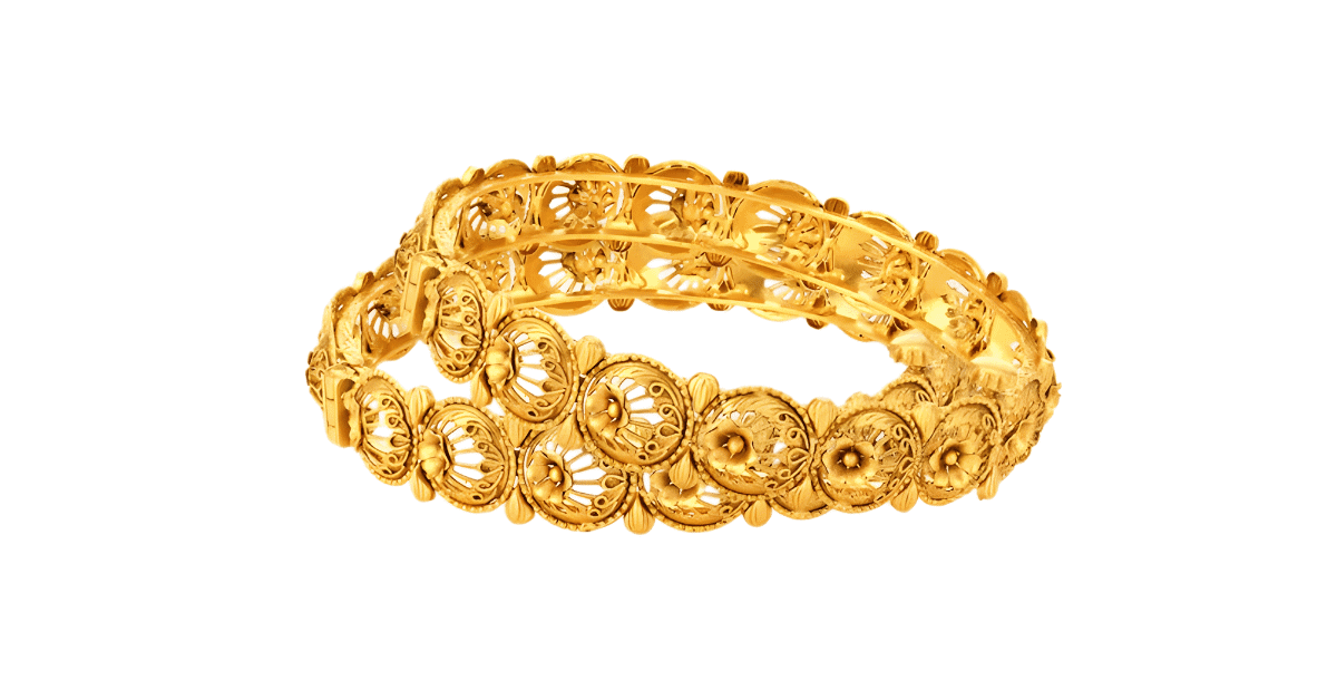 Two gold filigree bangles.
