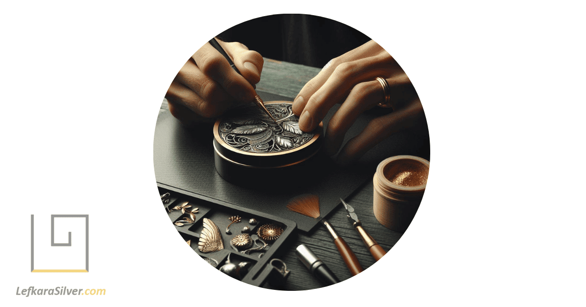 an artisan carefully crafting a piece of fine silver jewelry.