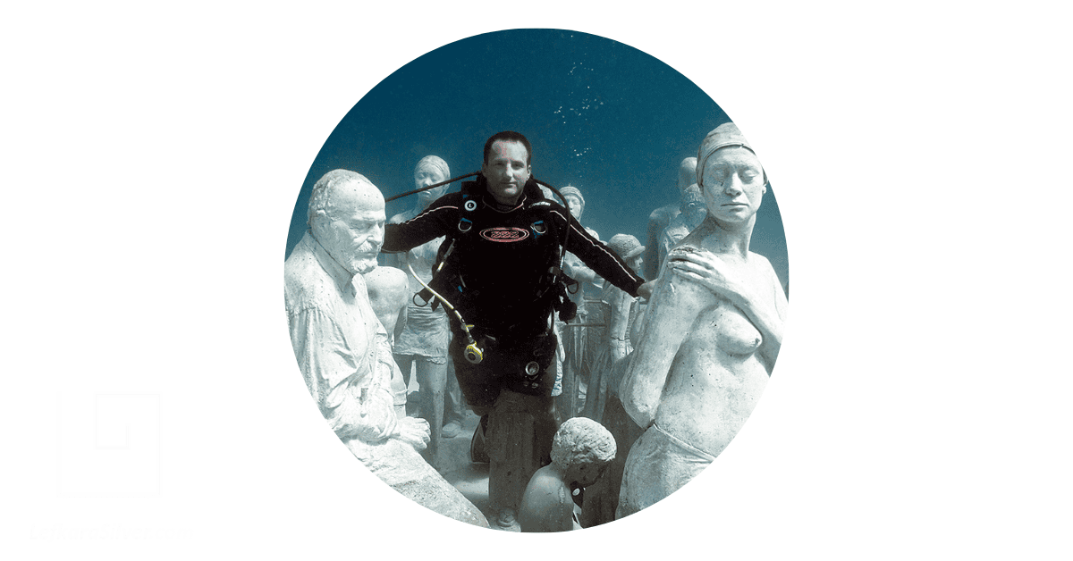 a diver in the Underwater Art Museum in Cyprus