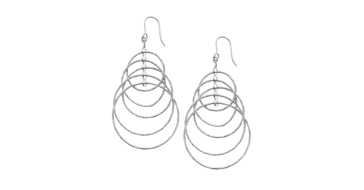 A pair of silver-plated multi-hoop dangle earrings. 
