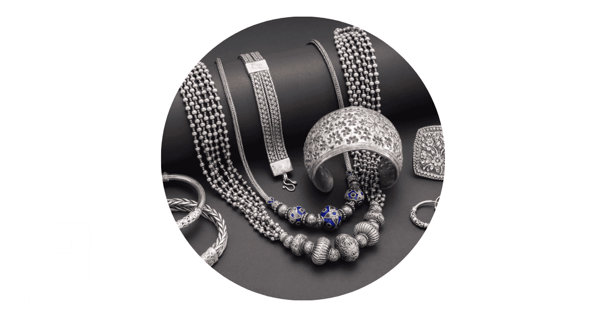 A collection of sterling silver jewelry