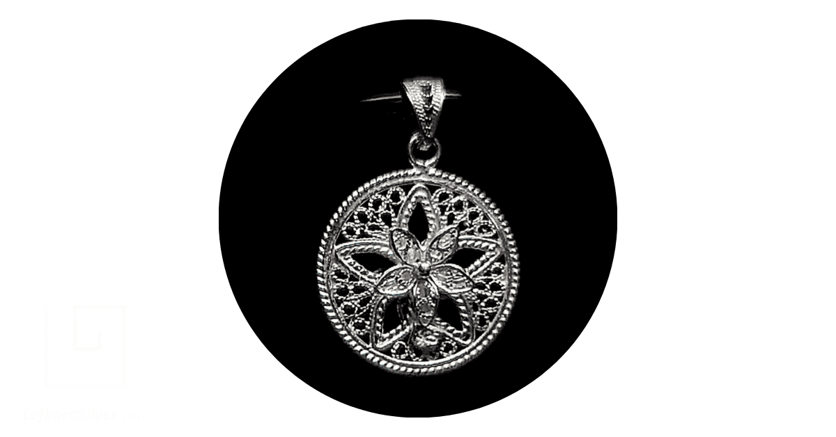 a LefkaraSilver sterling silver filigree pendants