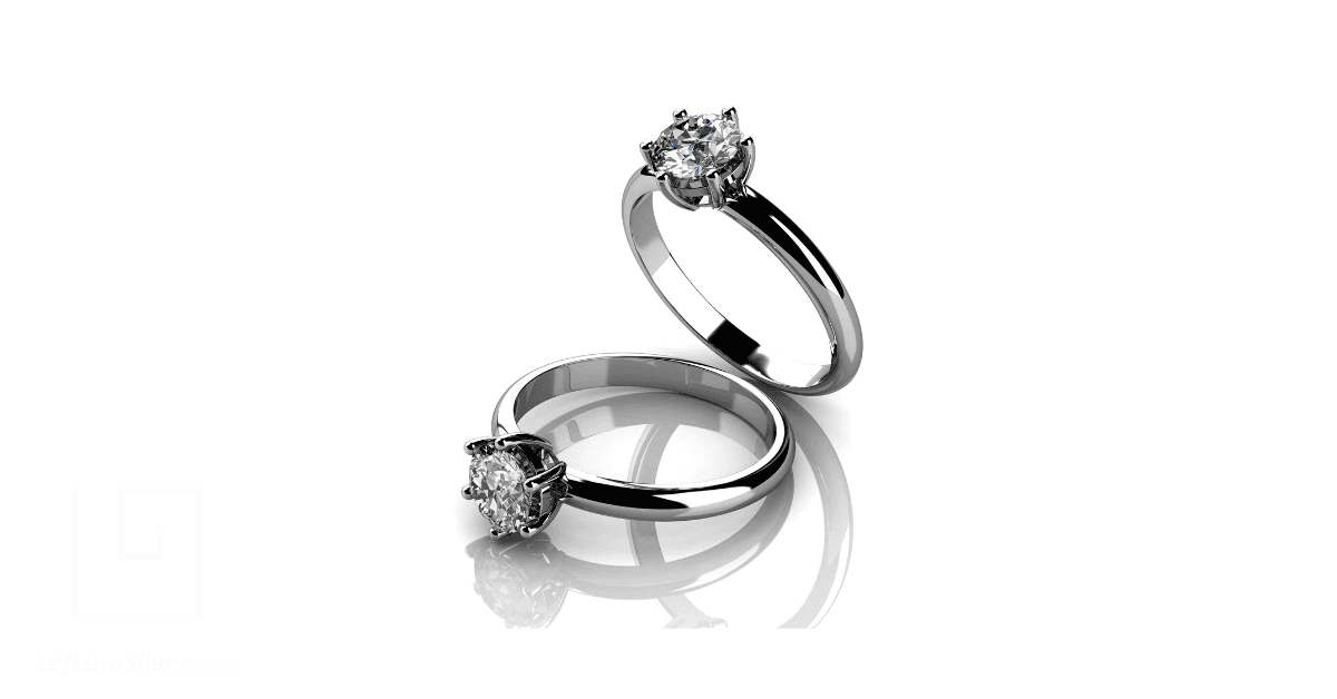 two pure silver engagement rings