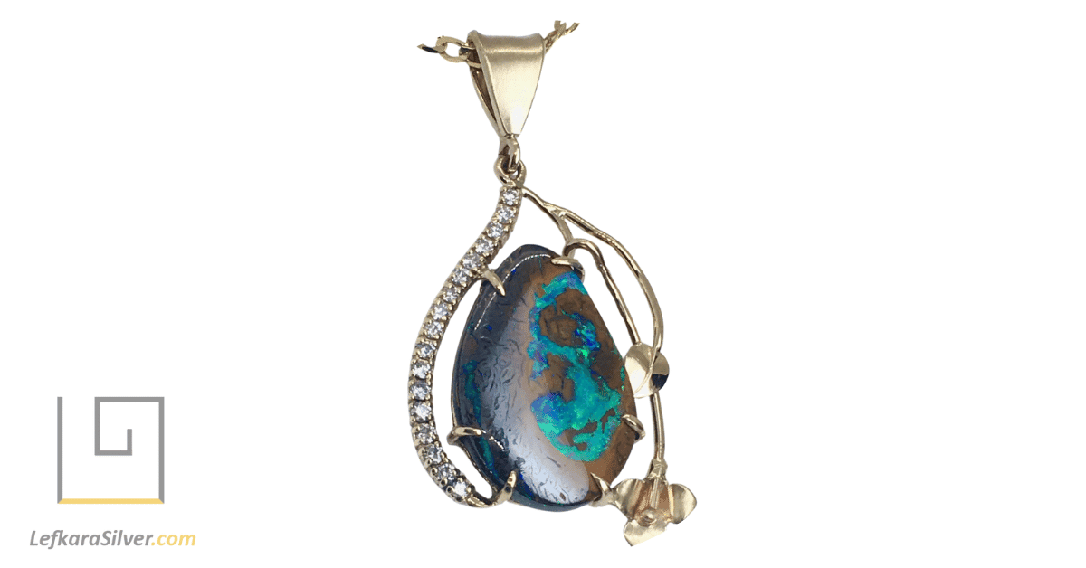 a silver boulder opal pendant