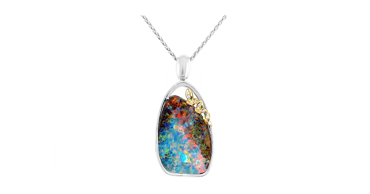 A silver Boulder opal pendant.