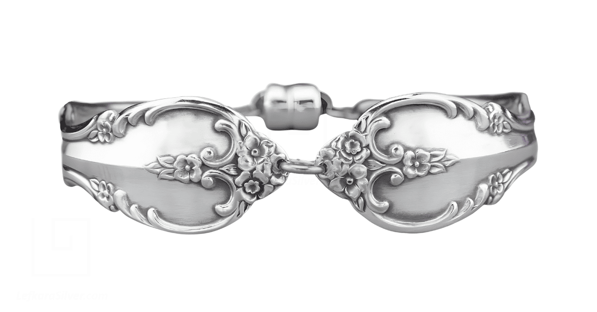A silver spoon bracelet.