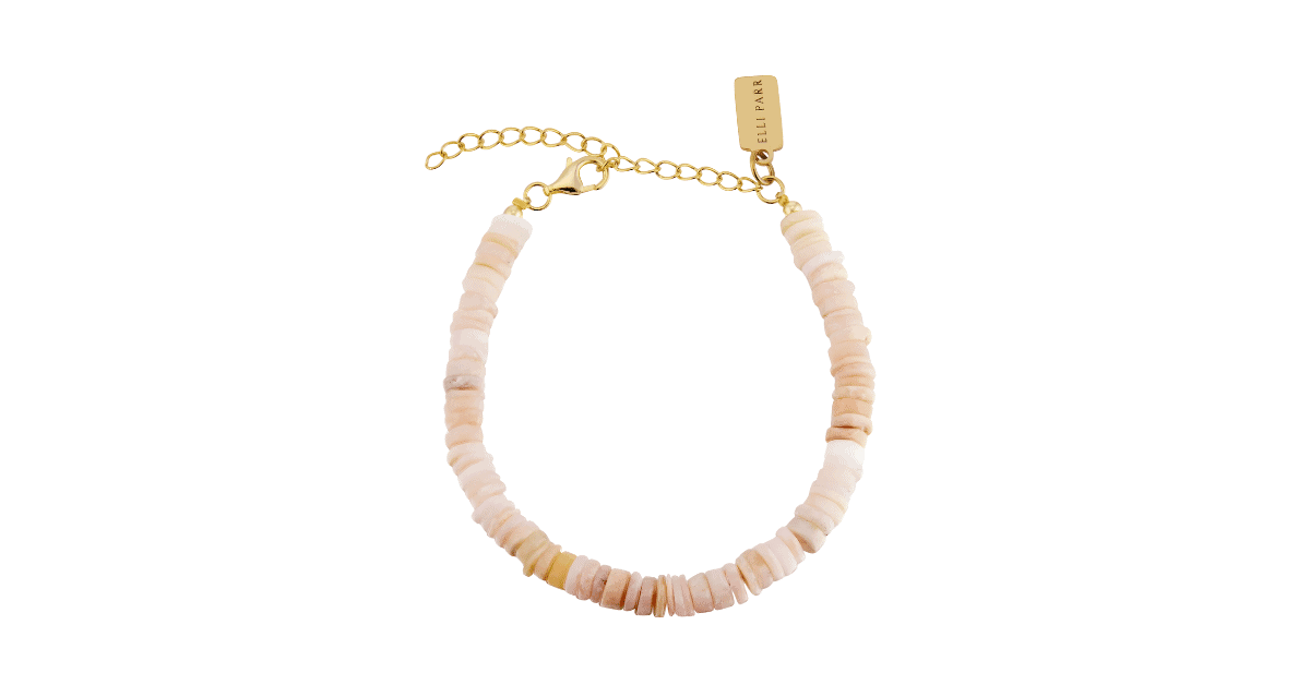 a Peruvian pink opal bracelet.